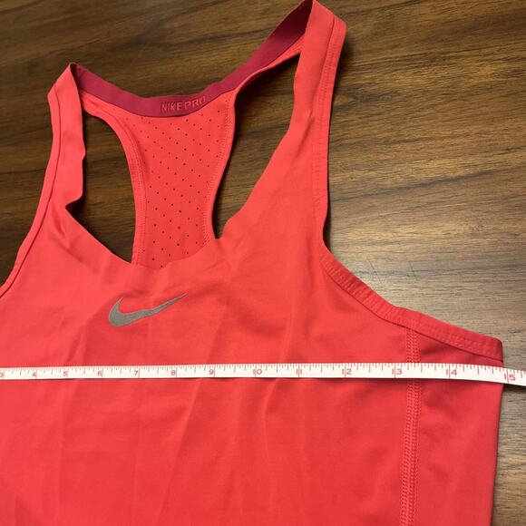 Nike PRO Dri-Fit Womens Sz S Fitted Deep Red/Pink Perforated Racerback Tank Top - Picture 4 of 9